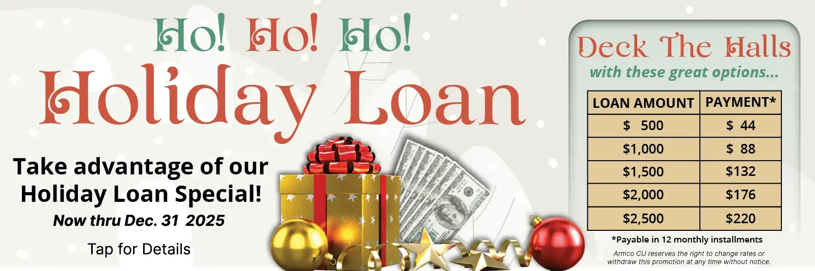 Holiday Loan Sale